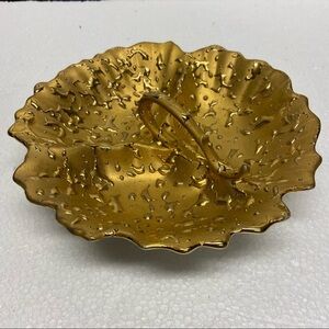 Weeping Bright Gold Hand Painted Candy Dish